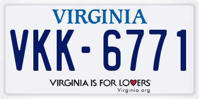 VA license plate VKK6771