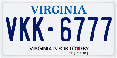 VA license plate VKK6777