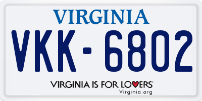VA license plate VKK6802