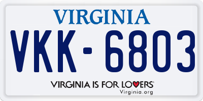 VA license plate VKK6803