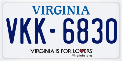 VA license plate VKK6830