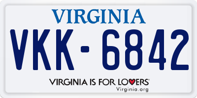 VA license plate VKK6842