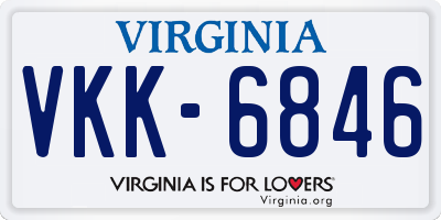 VA license plate VKK6846