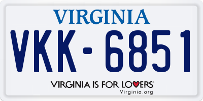 VA license plate VKK6851