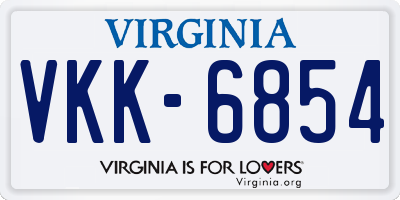 VA license plate VKK6854