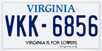 VA license plate VKK6856
