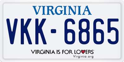 VA license plate VKK6865
