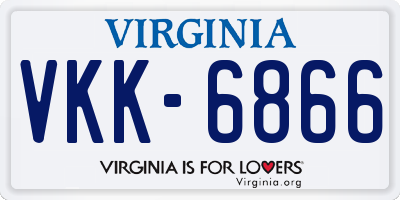 VA license plate VKK6866