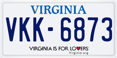 VA license plate VKK6873