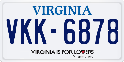 VA license plate VKK6878