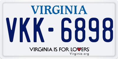 VA license plate VKK6898