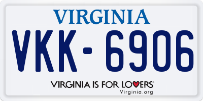VA license plate VKK6906