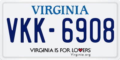 VA license plate VKK6908