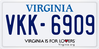 VA license plate VKK6909