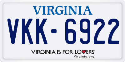 VA license plate VKK6922