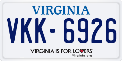 VA license plate VKK6926