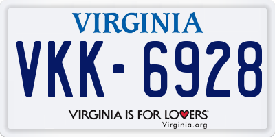 VA license plate VKK6928