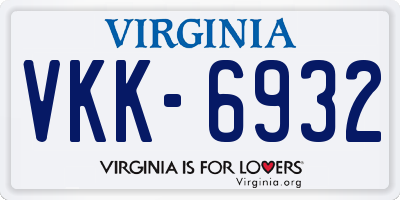 VA license plate VKK6932
