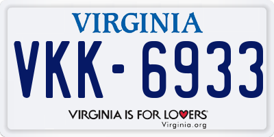 VA license plate VKK6933