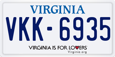 VA license plate VKK6935