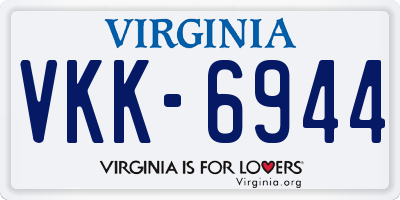 VA license plate VKK6944