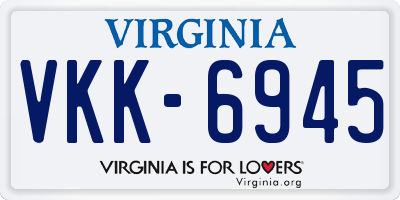VA license plate VKK6945