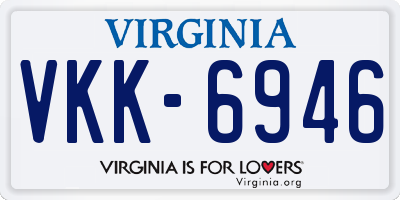 VA license plate VKK6946
