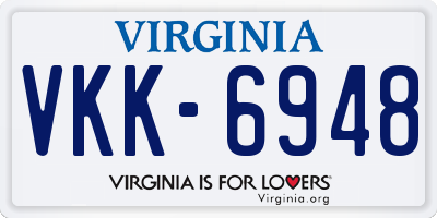 VA license plate VKK6948