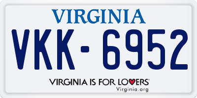 VA license plate VKK6952
