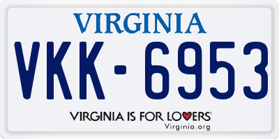 VA license plate VKK6953