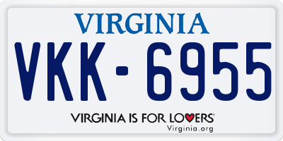 VA license plate VKK6955