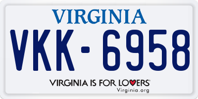 VA license plate VKK6958