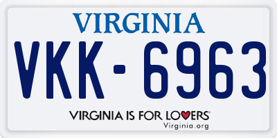 VA license plate VKK6963