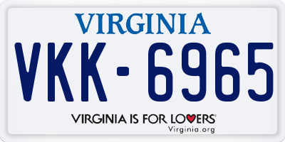 VA license plate VKK6965