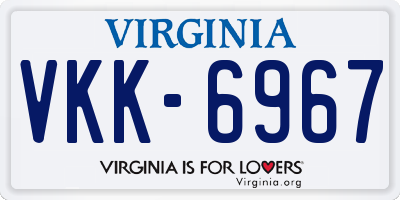 VA license plate VKK6967