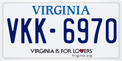 VA license plate VKK6970
