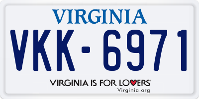 VA license plate VKK6971