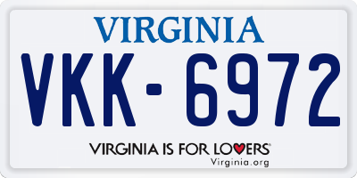 VA license plate VKK6972