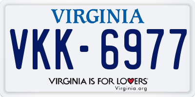 VA license plate VKK6977