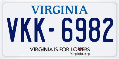 VA license plate VKK6982