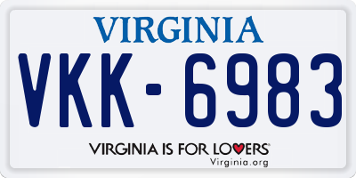 VA license plate VKK6983