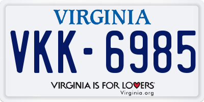 VA license plate VKK6985