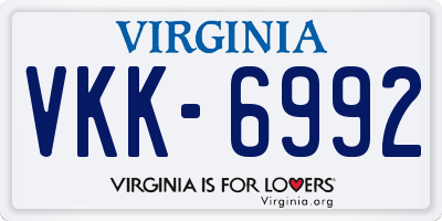 VA license plate VKK6992