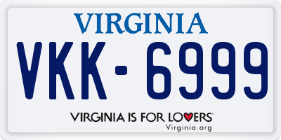 VA license plate VKK6999