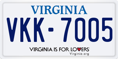 VA license plate VKK7005