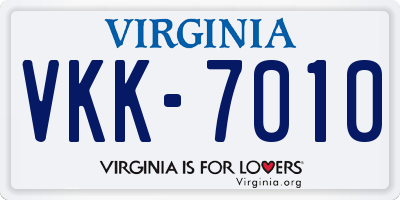 VA license plate VKK7010