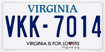 VA license plate VKK7014