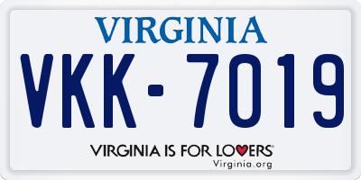 VA license plate VKK7019