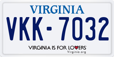 VA license plate VKK7032