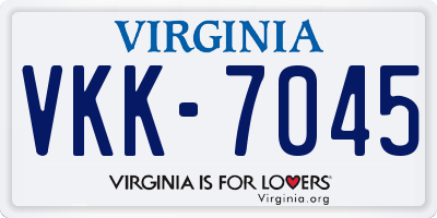 VA license plate VKK7045